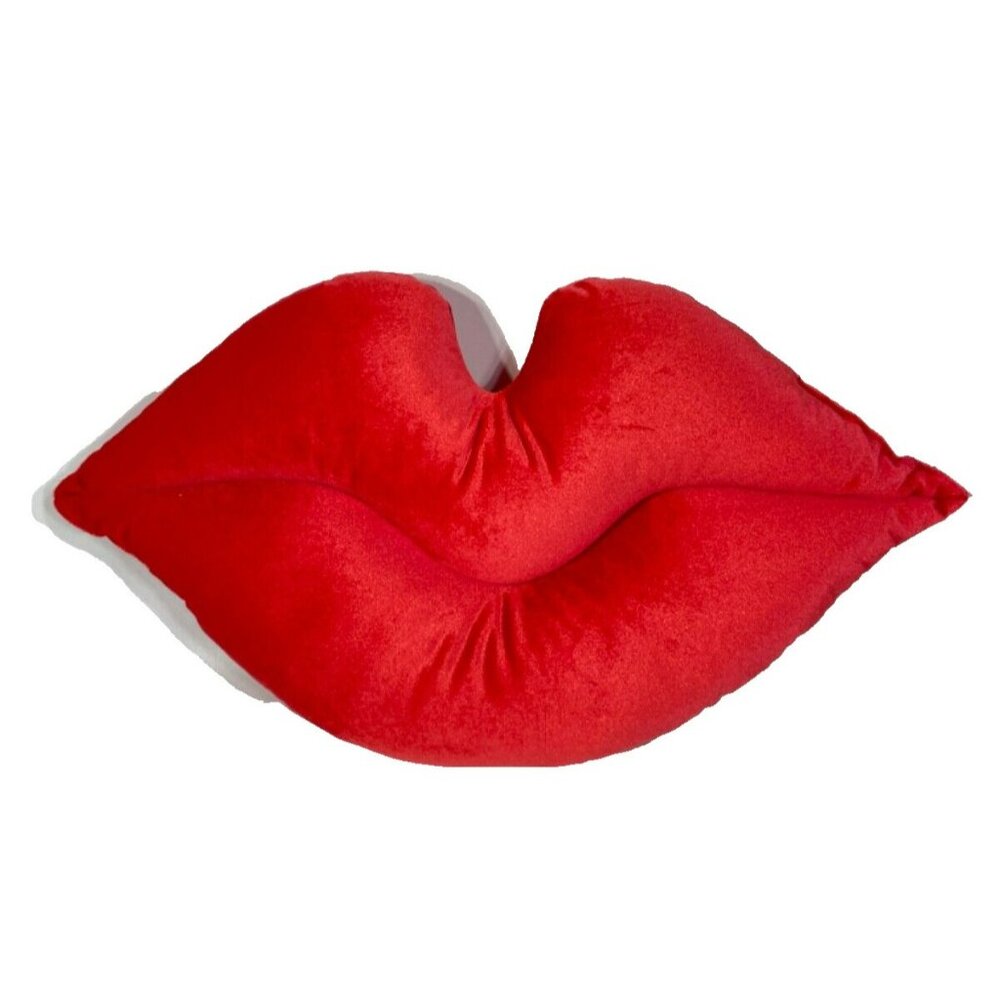 Room Essentials Red LIP Shaped Plush Throw Pillow 10" x 17"